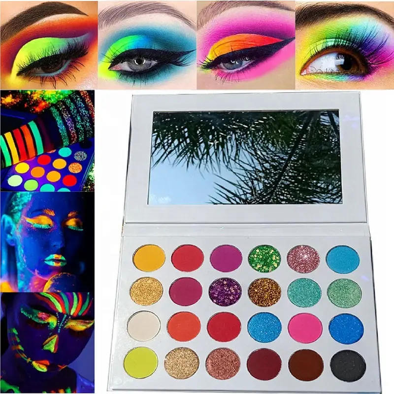 Großhandel Custom Makeup Lidschatten Palette Hallo wmas Palette Private Label 24 Farben Glow-in-the-Dark Lidschatten Palette