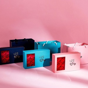 Valentine của ngày Hộp quà tặng cho đồ trang sức bạc Set Sáu-Rose thiết kế mới cửa sổ Nắp 520 cứng nhắc tráng hộp giấy cho vòng đeo tay mặt dây chuyền - Product Image 3