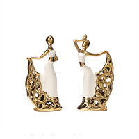 Ornement en céramique de danseuses plaqué or de style moderne de luxe, fait à la main, décoration de chambre, décoration de la maison, cadeau de Noël