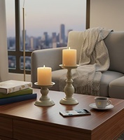 Juego de Portavelas de Hierro Forjado en Oro Blanco Mate, Candelabro con Bandeja Redonda Plana para Oficina, Dormitorio, Decoración de Mesa de Estilo Nórdico