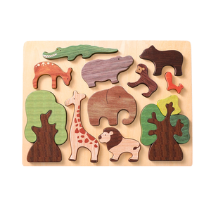 Penjualan terlaris Montessori anak-anak kayu hewan Jigsaw Puzzle mainan kognitif cocok pendidikan EN71 disertifikasi untuk balita Prasekolah - Product Image 1