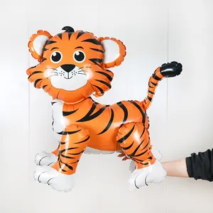 Large 4D Animal Aluminum Film Balloons Black Cat Tiger Lion Zebra Standing Balloon Birthday Party Photography Props Ball