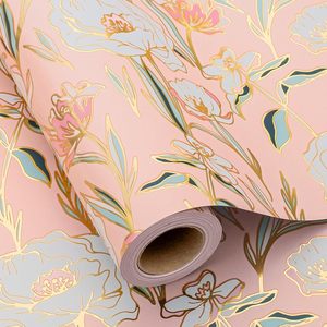 80g luxurious gift <b>wrapping</b> <b>paper</b> Metallized <b>Paper</b> Pink floral design Mother's Day and wedding gift <b>wrapping</b> customizable - Product Image 1
