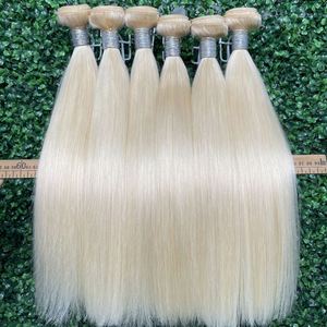 Paquetes de Cabello Humano Rubio 613 Baratos con Cierre de Encaje, Grado 10A, Cabello Indio Virgen con Cutícula Alineada, Tejido Remy, Doble Trama a Máquina, 100g - Product Image 2