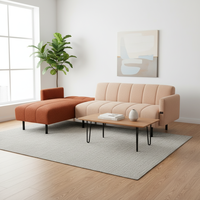 Sofá Cama Extensible Nisco Moderno de Alta Gama con Tapicería de Tela Suave, Estructura Metálica y Relleno Tipo Plumón para Sala de Estar