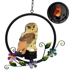 Lampe LED suspendue en fer et forme hibou, design moderne, éclairage d'extérieur, luminaire décoratif de paysage, idéal pour un jardin ou une pelouse, possibilité de le commerce électronique