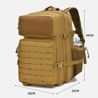 Sac à dos tactique camouflage imperméable 45L en Oxford 900D avec fermeture éclair, système Molle, porte-bouteille, pour randonnée, camping en plein air