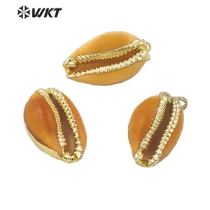 WT-JP019 Pesona Desain Baru Liontin Cowrie untuk Pembuatan Kalung UKURAN 20Mm Liontin Cowrie Alami Warna Mentah Desain Keong Grosir