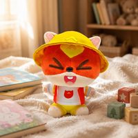 Peluche personnalisée renard orange, jouet en peluche pour enfants, adorable poupée renard de dessin animé avec chapeau jaune et tenue sportive