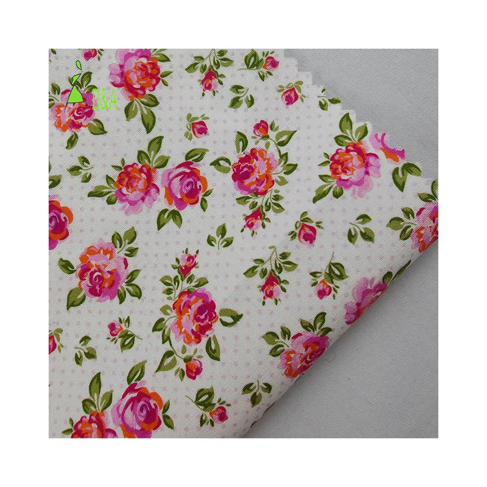 Beautiful Flower Pattern Comfortable Custom 135GSM Digital Printing Woven 100% Cotton poplin Fabric For Garment