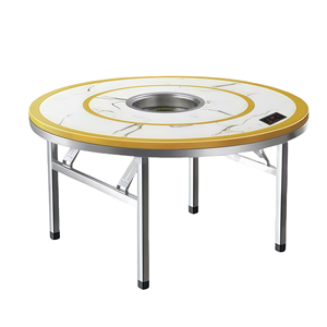 Table à manger pliable en acier inoxydable coloré avec <span class=keywords><strong>plaque</strong></span> à <span class=keywords><strong>induction</strong></span> intégrée et plateau tournant à 360 ° <span class=keywords><strong>pour</strong></span> la maison et le restaurant - Product Image 2