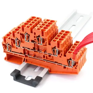 ST 2.5-3L 24-12AWG 500V 24A Orange Spring Type Third Layer Three Multi Level Din Rail Cable Connector Terminal Block