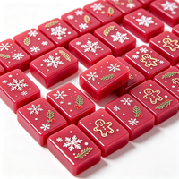 Jeu de tuiles de Mahjong en acrylique avec motif de cloche de Noël gravé, tuiles de Mahjong de Noël peintes à la main