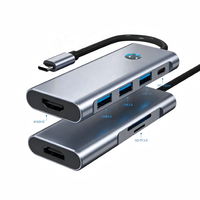 Station d'accueil USB C 7 en 1, 4K60Hz HDTV, 3*USB 3.0, PD100W, lecteur de carte SD/TF, hub multiport Type C pour ordinateur portable MacBook