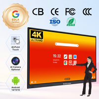 Pizarra Interactiva Táctil Infrarroja de 65 Pulgadas con 20 Puntos de Contacto, Resolución 4K, Pantalla Táctil Inteligente para Aula y 1 Año de Garantía