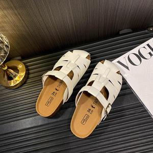 Practicalism – pantoufles Boodles à talon plateforme ajouré en cuir véritable pour femmes, à bout ouvert, à enfiler, pour le printemps/été - Product Image 1