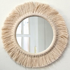 Espejo decorativo nórdico con flecos, colgante de macramé, hecho a mano, para pared - Product Image 4