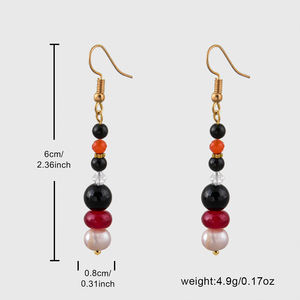 Pendientes colgantes de cuentas de perlas de piedra natural multicolor de moda Bohemia para regalo - Product Image 4