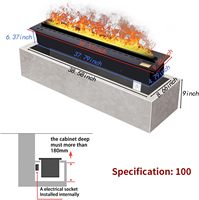 Cheminée à vapeur d'eau Kalsubo de 39,37 pouces encastrée, flamme atomisée 3D, éclairage multicolore, télécommande, minuterie, chauffage 1500W