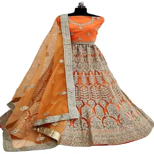 Zware Lehenga Choli Dupatta Blouse Borduurwerk Steen Parel Werk Bridal Lehenga Lehenga Choli Groothandel Prijs