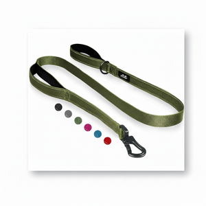 Twoear 6Ft 1In Laisse de chien verte solide avec 2 poignées rembourrées, contrôle supplémentaire de la poignée de trafic, double poignée souple confortable, Auto - Product Image 1