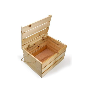 Antique natural rectangle pine decorative wood crates unfinished with swing lid