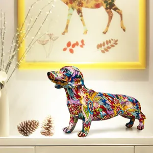 Grande Scultura di Cane Bassotto in Resina Ecologica, Stile Graffiti Dipinto a Mano, Certificata CE, Colore Personalizzabile, Statua Decorativa per la Casa - Product Image 5