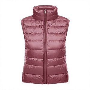 Chaleco Acolchado para Mujer, Cuello Alto, Cierre de Cremallera, Color Sólido, Relleno de Poliéster, Chaqueta de Invierno, Largo Regular para Adultos - Product Image 1