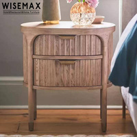 WISEMAX FURNITURE Table de chevet en bois massif de style américain moderne avec 2 tiroirs pour hôtel, villa, appartement