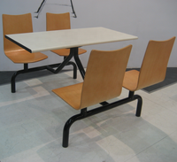 Ensemble table et chaises de restaurant rapide moderne en acier durable pour 4 personnes, idéal pour les centres commerciaux et les hôpitaux