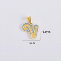 Pendentif Personnalisé Fait Main DIY en Émail Dégradé avec Lettre Anglaise, Breloque Fine en Acier Inoxydable, Accessoires de Bijoux Tendance