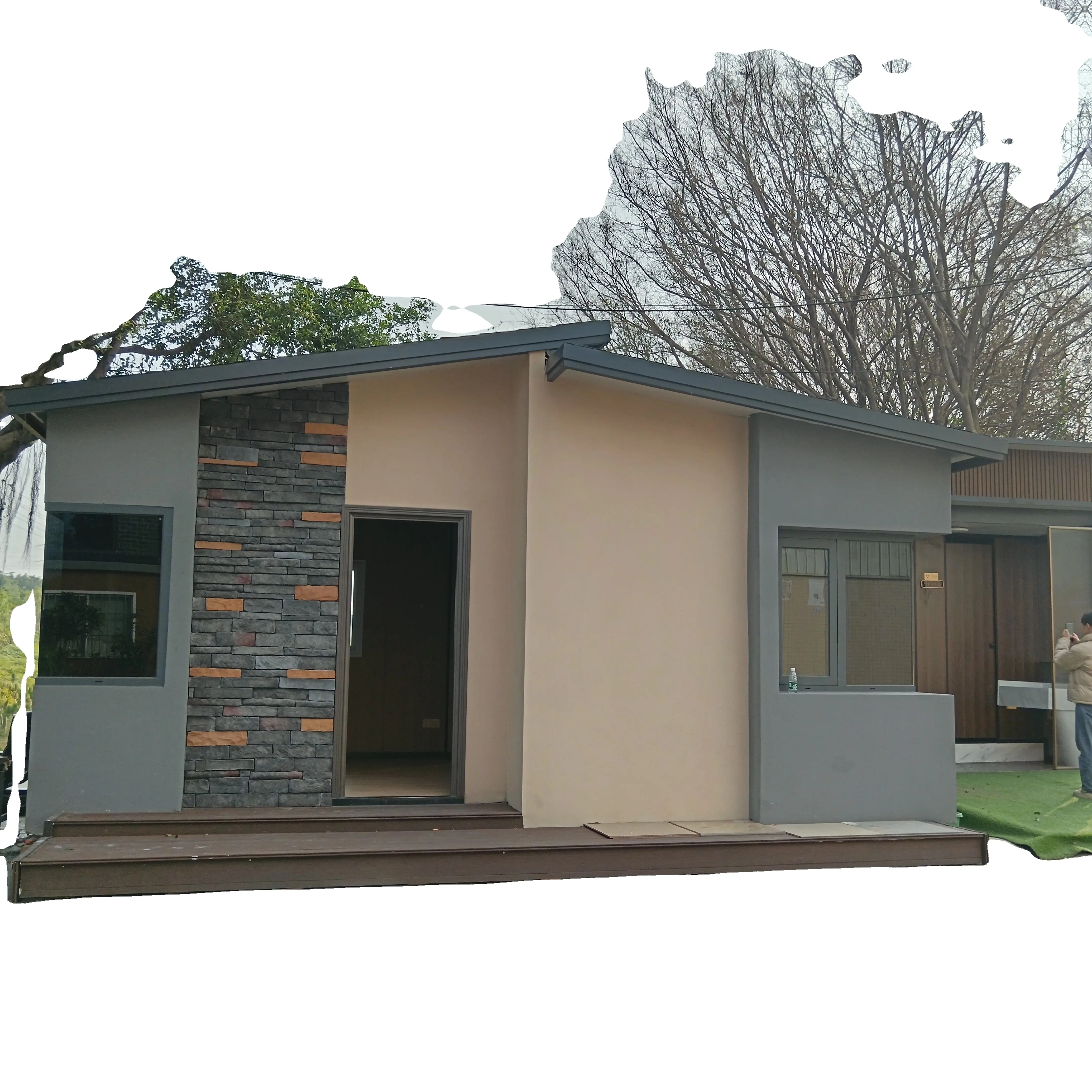 पूर्वनिर्मित विला घर आधुनिक विला डी लक्स सजावटी लकड़ी पूर्वनिर्मित घर और विला कम लागत ढलान छत प्रीफैब हाउस