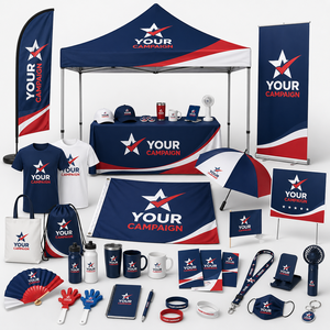 Articles promotionnels politiques personnalisés : vêtements, parapluies, bannières, sacs fourre-tout, bouteilles, mugs, carnets, bracelets pour les campagnes, les festivals, les activités et les cadeaux. - Product Image 1