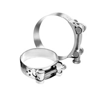 Collier de serrage à boulon unique de type européen SS304, 17 mm-252 mm, métrique, pouce, réglable, système d'échappement de silencieux de moto, attache pour tuyau
