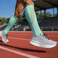 Chaussettes de sport personnalisées, hautes jusqu'au genou, pour la course à pied, blanches, noires, vert menthe, avec emballage personnalisé, chaussettes de haute qualité sur mesure