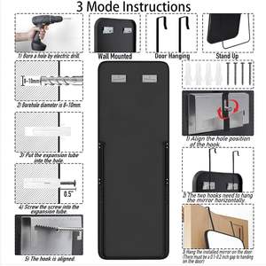 Espejo de Cuerpo Entero 57x20 con Marco Metálico Rectangular, Espejo de Maquillaje y Vestidor para Colgar en la Puerta o de Pie - Product Image 6