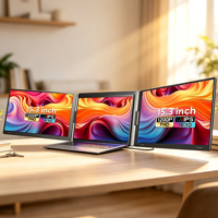 Nouveau modèle 2026 Fopo Moniteur LCD externe pour ordinateur portable, extension d'écran double, 1 câble, 15,3 pouces