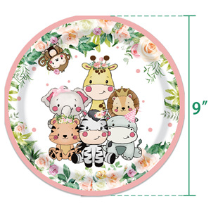 Ensemble de vaisselle sur le thème des animaux, 40-60 pièces, impression numérique, décoration d'anniversaire, assiettes en papier, gobelets, serviettes - Product Image 2