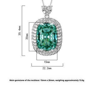 Fashion Brass Copper Jewelry with Zirconia Black Grey <b>Large</b> <b>Stone</b> Pendant 15*20mm Women Statement Necklace for Daily Wear - Product Image 6