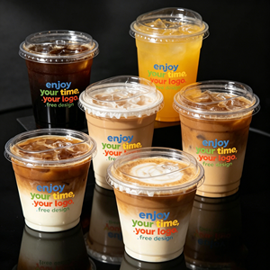 Gobelets en plastique jetables personnalisés de 9 oz et 8 oz pour thé au lait, boissons froides, emballage de café, espresso, ristretto – Vente en gros - Product Image 1