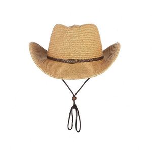 Chapeaux de cow-boy en paille pour femmes et hommes, à large bord, pliables, style western, pour la plage, promotion, cadeau - Product Image 1