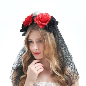 HC300 Mexicain Jour des Morts Coiffes Halloween Voile Bandeau avec Horrible Crâne pour Femmes Filles Halloween Cheveux Cerceaux - Product Image 6