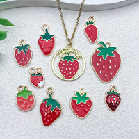 DIY Zinklegering Sieraden Accessoires KC Goudgeplateerde Olie-Drop Aardbei Fruit Hangertjes Sleutelhangers Oorbellen Ketting Charms