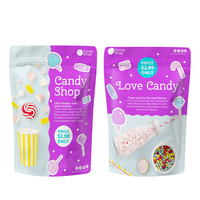 Sac pochette debout en plastique PET Doypack mylar avec fermeture éclair emballage alimentaire inodore pour bonbons et sucreries pour le sucre