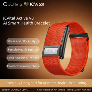 JCVital V8 SDK APL OEM ODM Bracelet Moniteur <span class=keywords><strong>de</strong></span> signes vitaux tout au long <span class=keywords><strong>de</strong></span> la journée SpO2 HRV Température Tendance Montre connectée Vente en gros CE FCC Rohs - Product Image 1