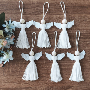 G114 Nuova Decorazione Natalizia Creativa ed Ecologica, Pendente Angelo in Cotone Intrecciato a Mano, Decorazione per la Casa - Product Image 1