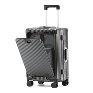 Valise à roulettes en polycarbonate pour voyage avec valise porte-gobelet avec bagages sans fermeture à glissière à double roue - Product Image 1
