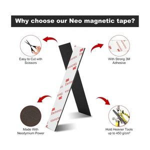 Bandes magnétiques en néodyme, bandes magnétiques flexibles et puissantes avec adhésif <span class=keywords><strong>pour</strong></span> mur, bricolage, art et réfrigérateur - Product Image 6