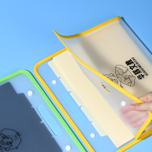 Beige 100 A4 Paper Large Capacity PP PU Expanding <strong>File</strong> Folder with Snap Closure 5 Layers 6 Compartments for Sheet Collection - Product Image 3