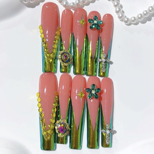 <span class=keywords><strong>Faux</strong></span> <span class=keywords><strong>ongles</strong></span> artificiels en ABS à pression, faits à la main, 10 pièces, couvrance totale, formes carrées/amande/stiletto, tendance, avec <span class=keywords><strong>colle</strong></span>, haute qualité - Product Image 3